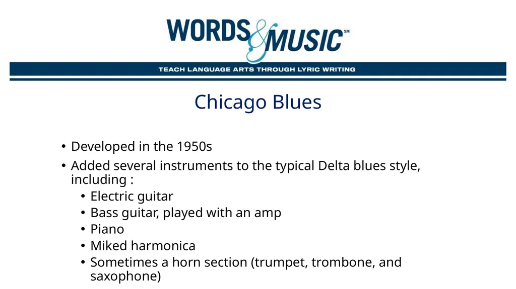 The blues Supplemental Lesson | Grades 7-12 - slide 14 of 24