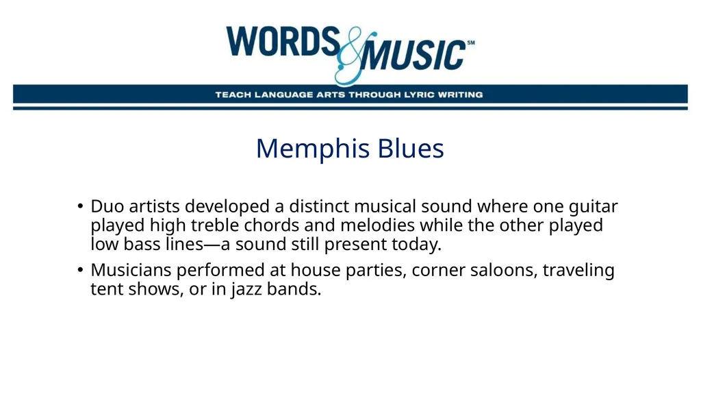 The blues Supplemental Lesson | Grades 7-12 - slide 10 of 24