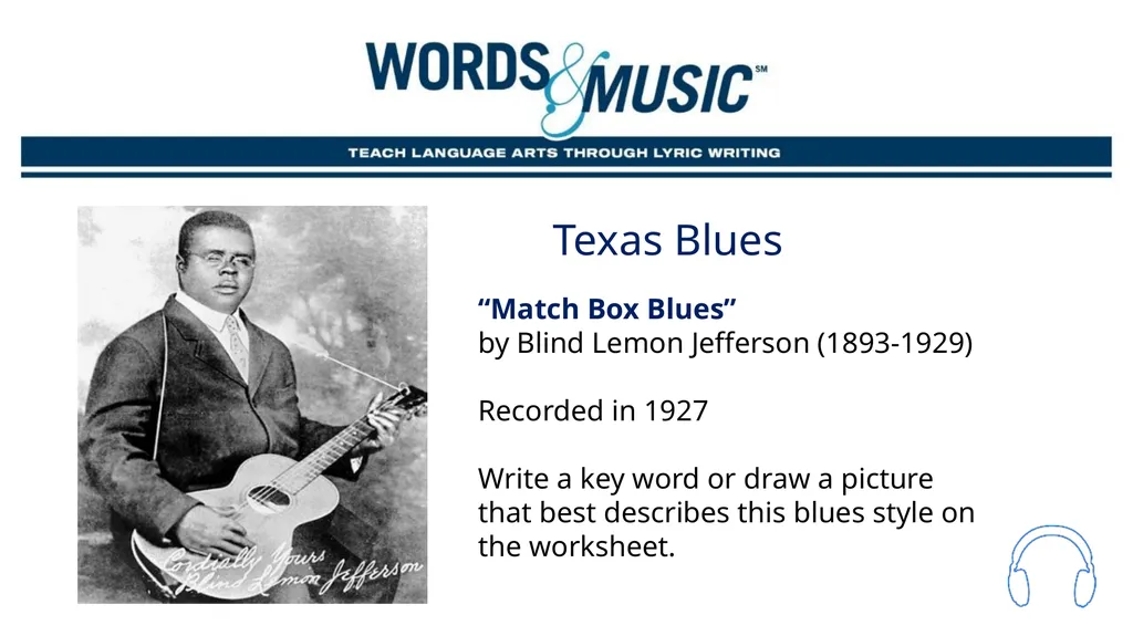 The blues Supplemental Lesson | Grades 7-12 - slide 9 of 24