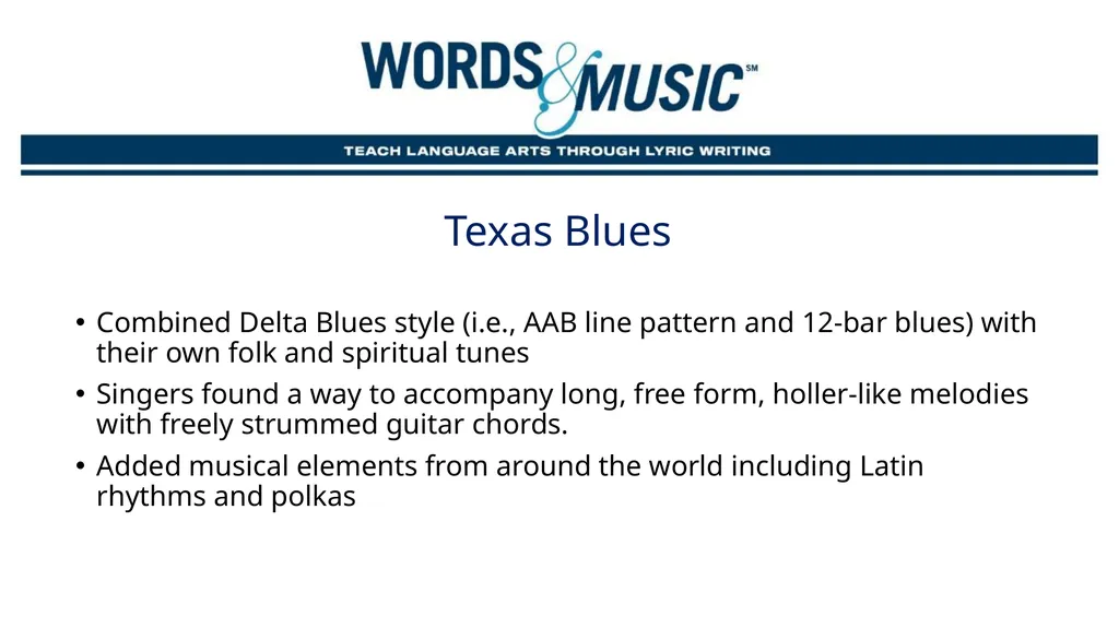 The blues Supplemental Lesson | Grades 7-12 - slide 8 of 24