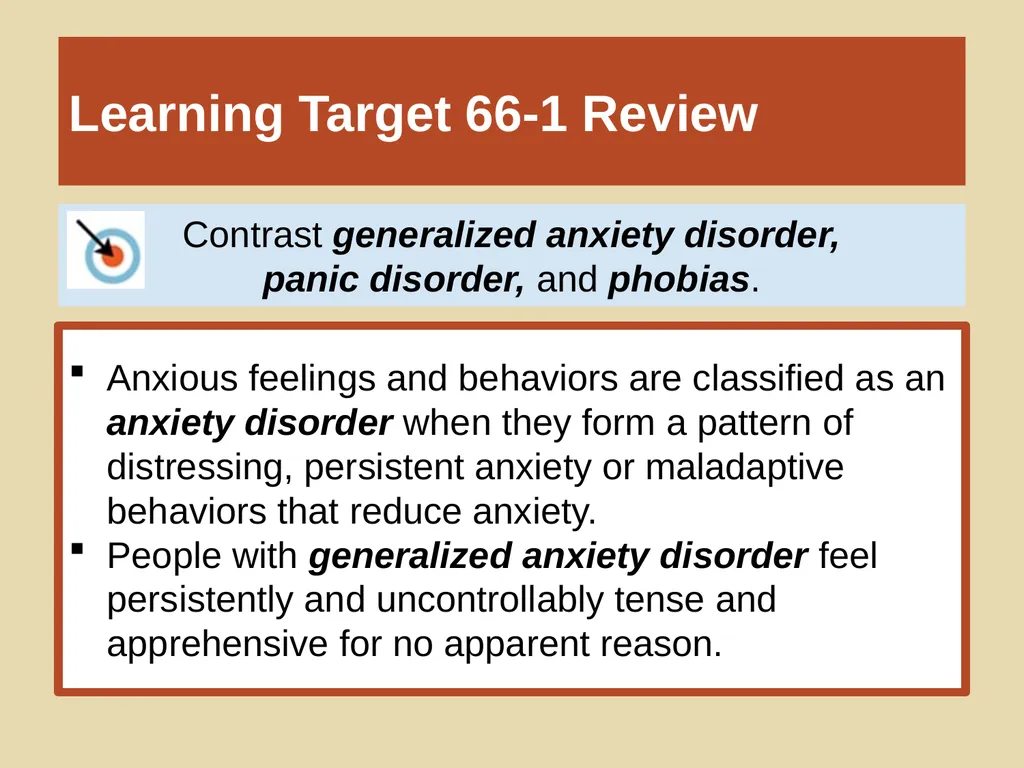 Unit 12 Abnormal Behavior Module 66 Anxiety - slide 40 of 46