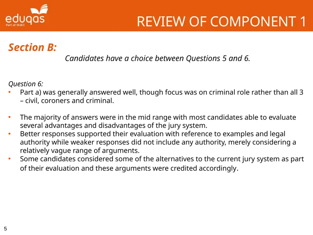 WJEC Eduqas A level Law Component 1 - Review of - slide 5 of 6