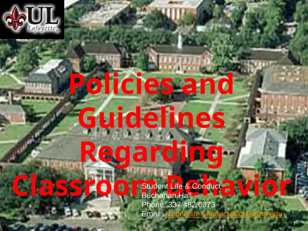 1 1 Policies and Guidelines Regarding Classroom - slide 1 of 31