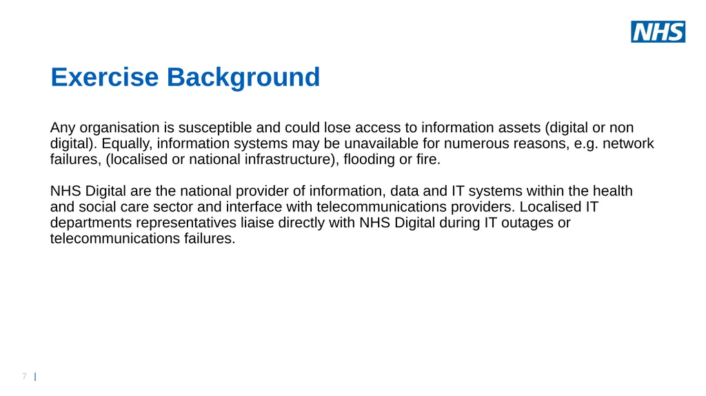 Business Continuity Exercise – Information - slide 7 of 16