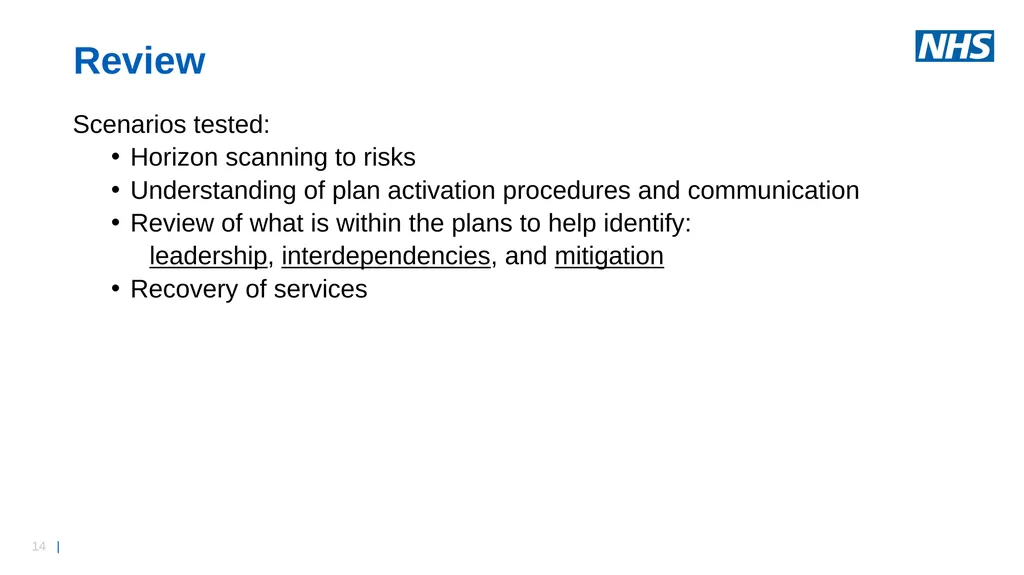Business Continuity Exercise – Information - slide 14 of 16