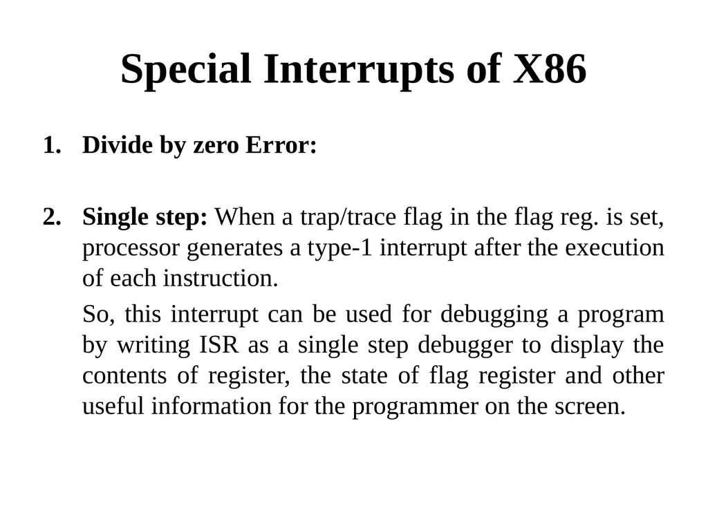 Interrupt Processing Sequence The X86 processors - slide 4 of 10