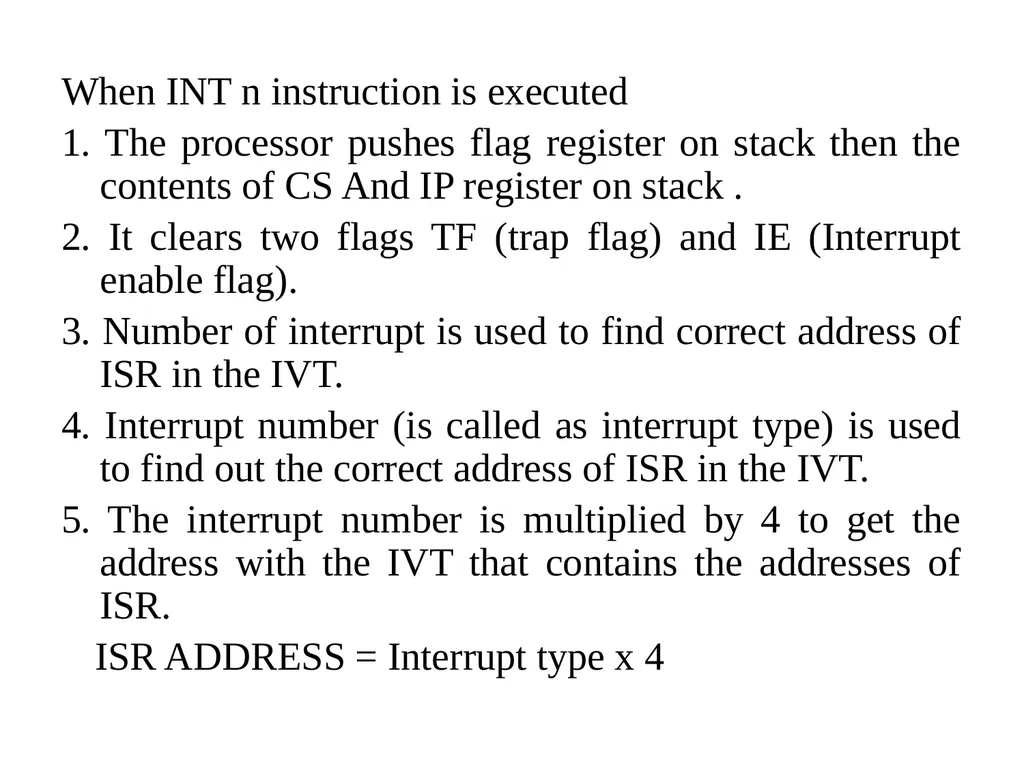 Interrupt Processing Sequence The X86 processors - slide 2 of 10