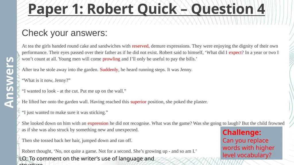 Paper 1: Robert Quick – Q1 & 2 Add in - slide 20 of 29