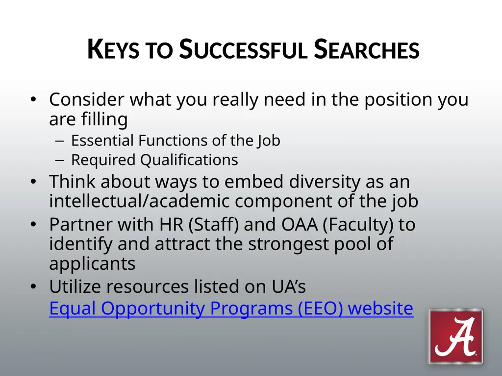 Conducting Effective Searches for Faculty and - slide 25 of 25