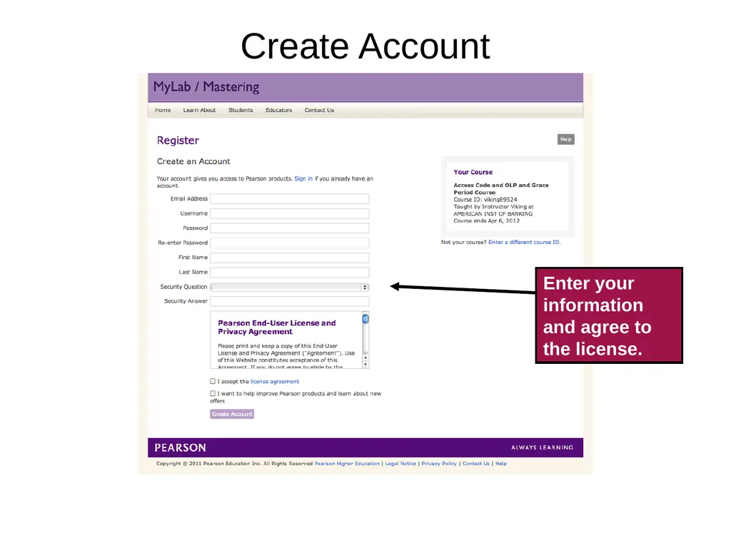 Registration MyMathLab Online HW MA 22000 Need - slide 8 of 16