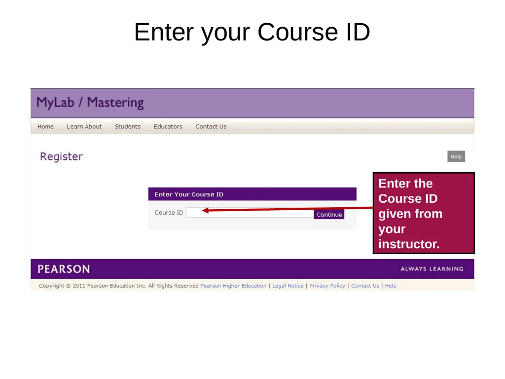 Registration MyMathLab Online HW MA 22000 Need - slide 6 of 16
