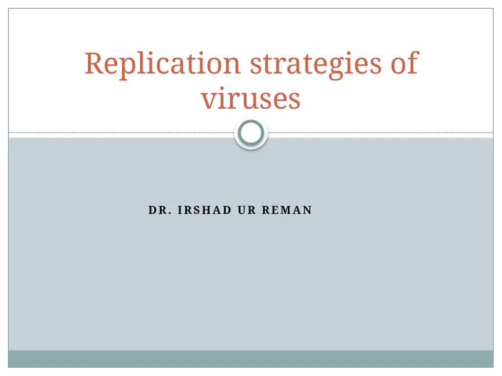 Dr. Irshad ur Reman Replication strategies of - slide 1 of 15