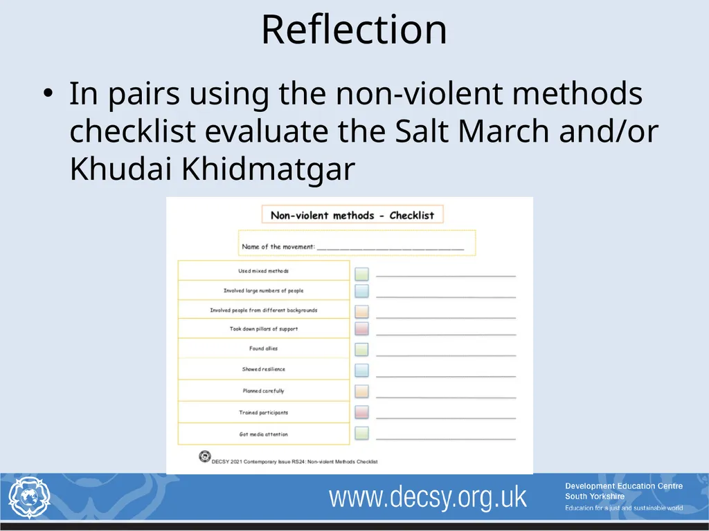 Non-violent Action: A Force for Change Case study - slide 20 of 20