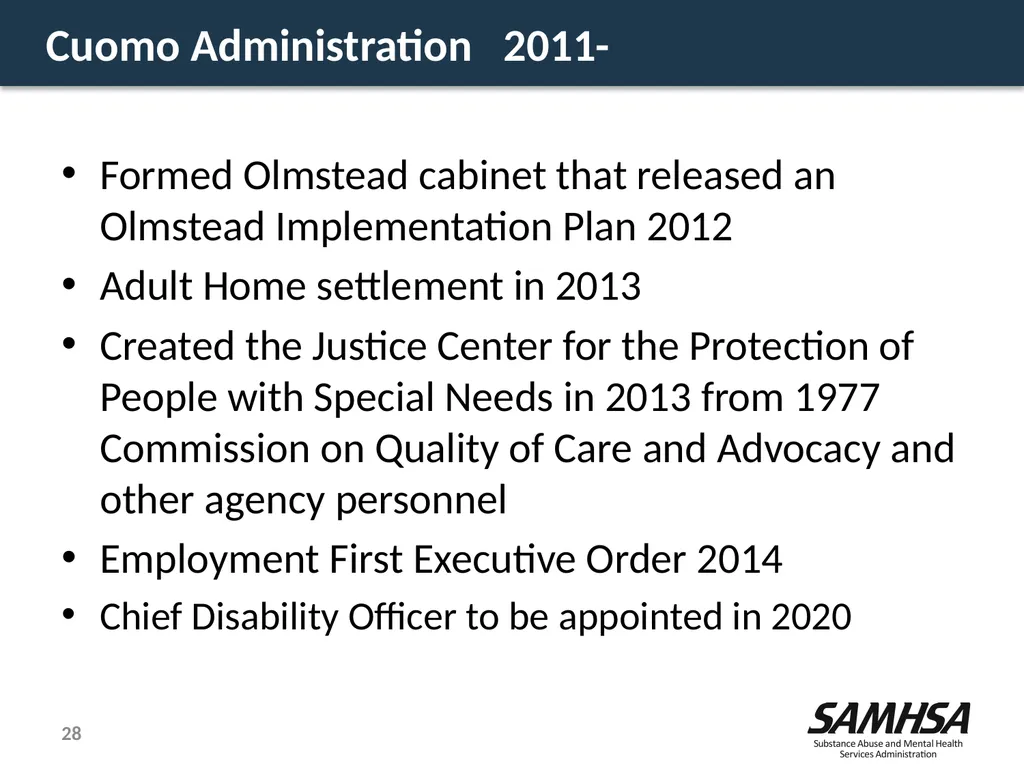 Olmstead Planning – Where do we stand? Kevin - slide 28 of 37