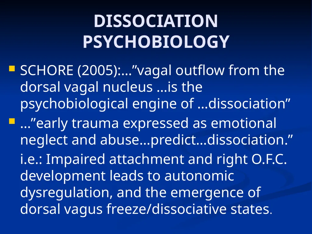 DISSOCIATION THEORY, NEUROPLASTICITY AND THE - slide 61 of 98