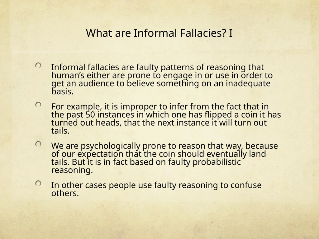 Logic & Critical Reasoning Informal Fallacy Guide - slide 7 of 48