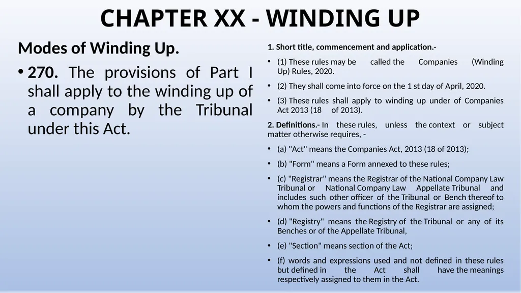 COMPANIES (WINDING UP) RULES, 2020 AN OVERVIEW - slide 2 of 110