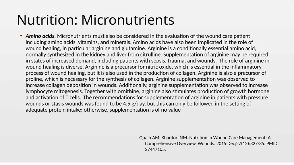 Nutrition and Wound Healing Wednesday, October 2, - slide 16 of 19