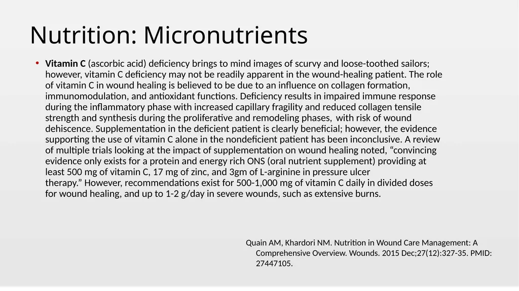 Nutrition and Wound Healing Wednesday, October 2, - slide 17 of 19
