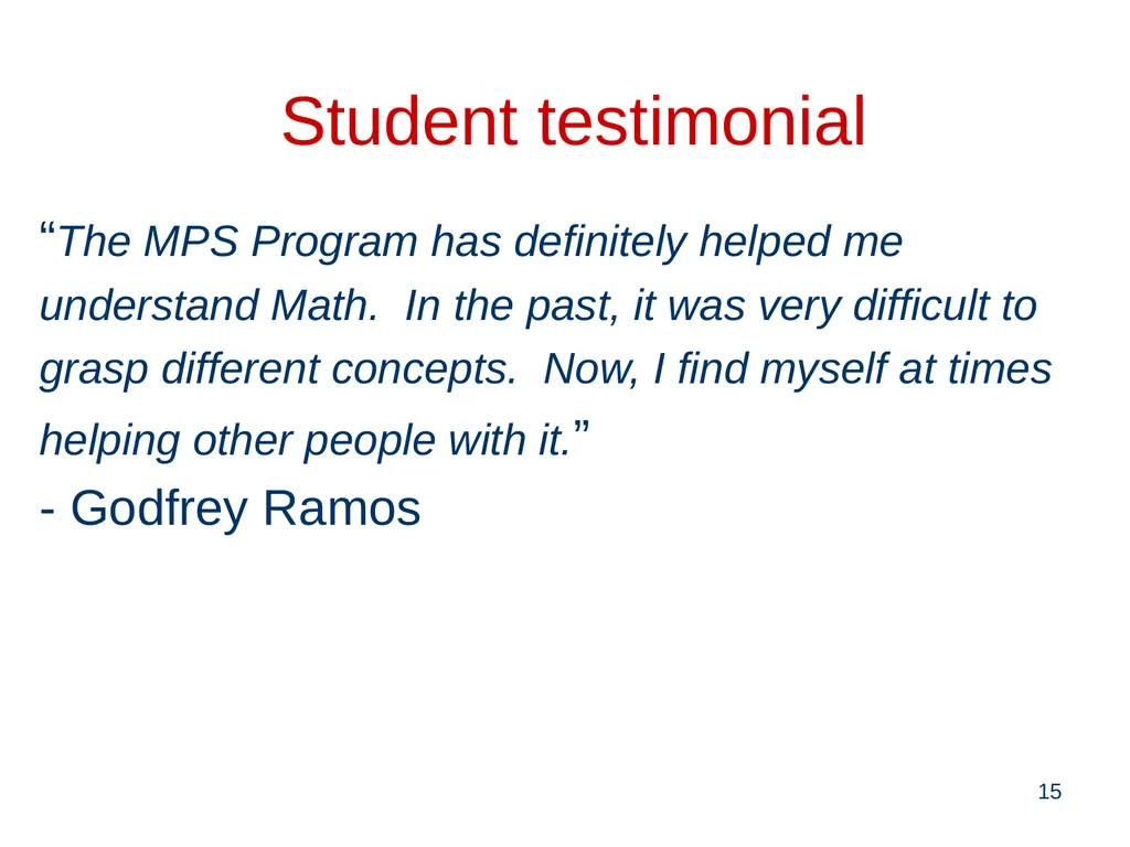 Math Performance Success Diane Mathios - slide 15 of 34