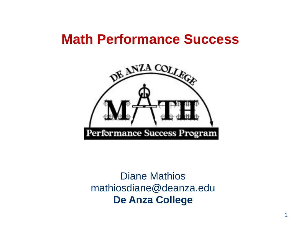 Math Performance Success Diane Mathios - slide 1 of 34