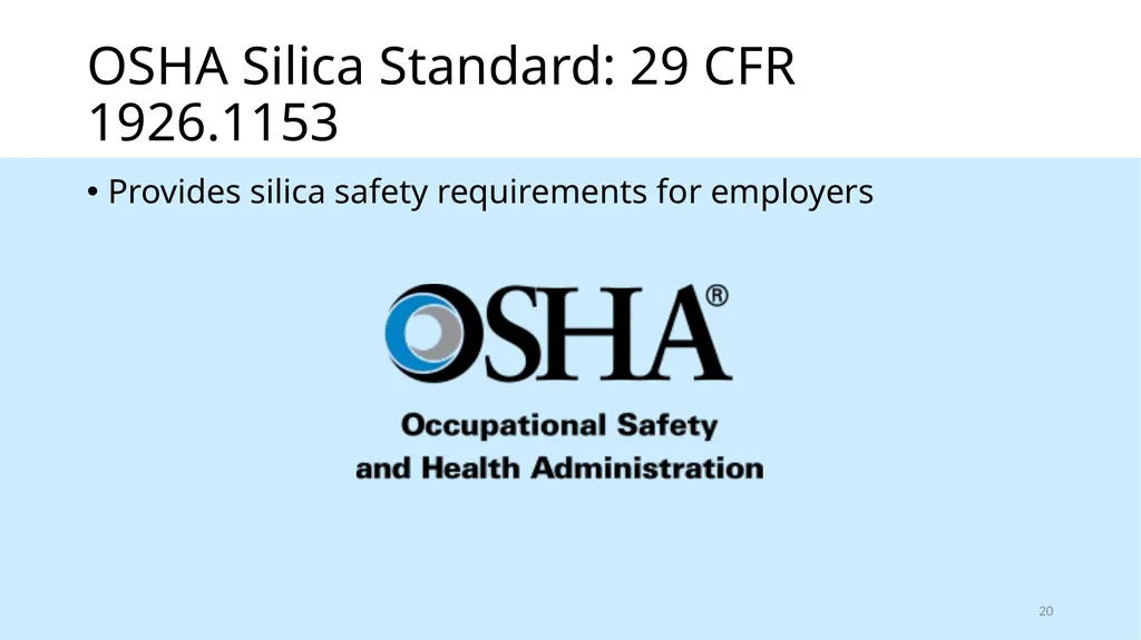 Respirable Crystalline Silica Employee Safety - slide 20 of 31
