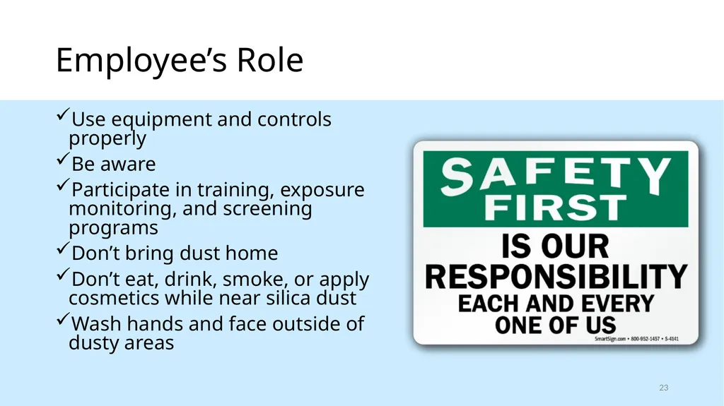 Respirable Crystalline Silica Employee Safety - slide 23 of 31