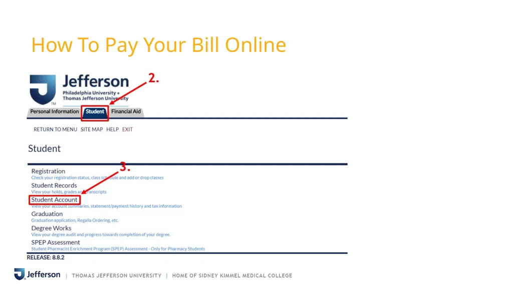 PAYING YOUR BILL AT THOMAS JEFFERSON UNIVERSITY - slide 5 of 26