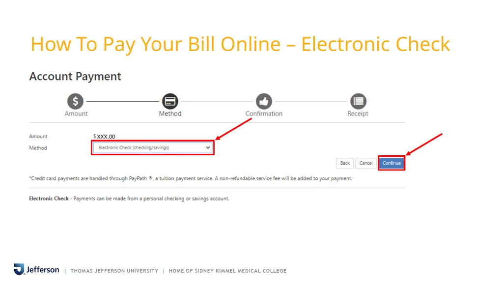 PAYING YOUR BILL AT THOMAS JEFFERSON UNIVERSITY - slide 13 of 26