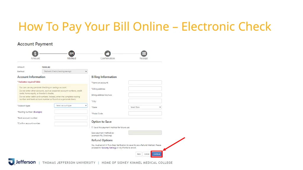 PAYING YOUR BILL AT THOMAS JEFFERSON UNIVERSITY - slide 14 of 26