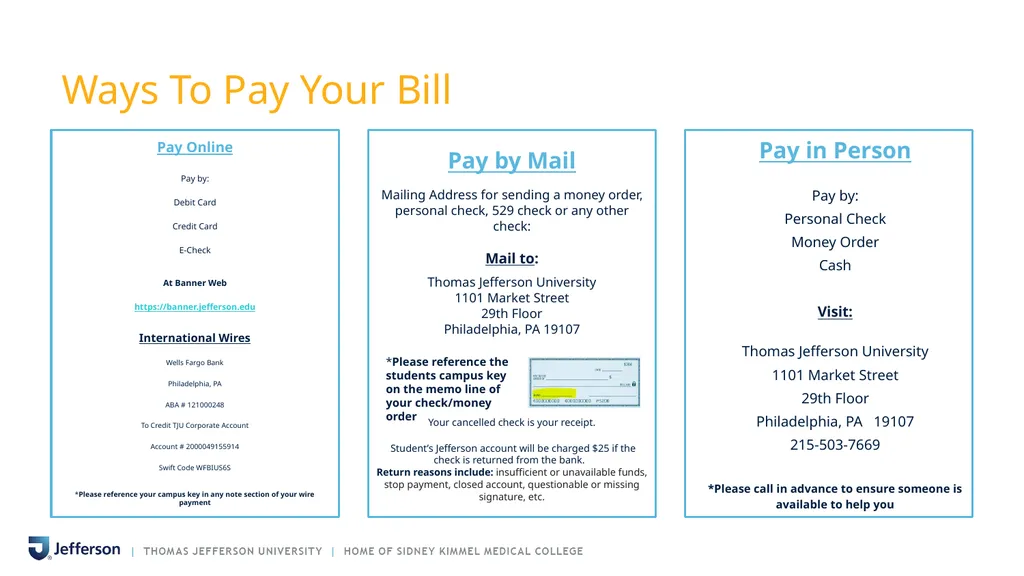 PAYING YOUR BILL AT THOMAS JEFFERSON UNIVERSITY - slide 2 of 26
