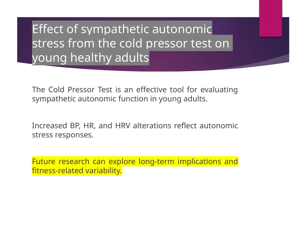Cold Pressor Test Methodology, Interpretation, and - slide 10 of 16