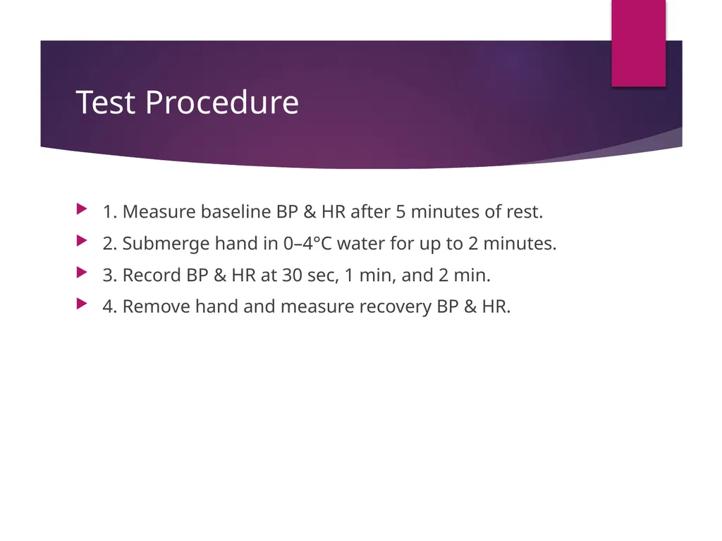 Cold Pressor Test Methodology, Interpretation, and - slide 5 of 16