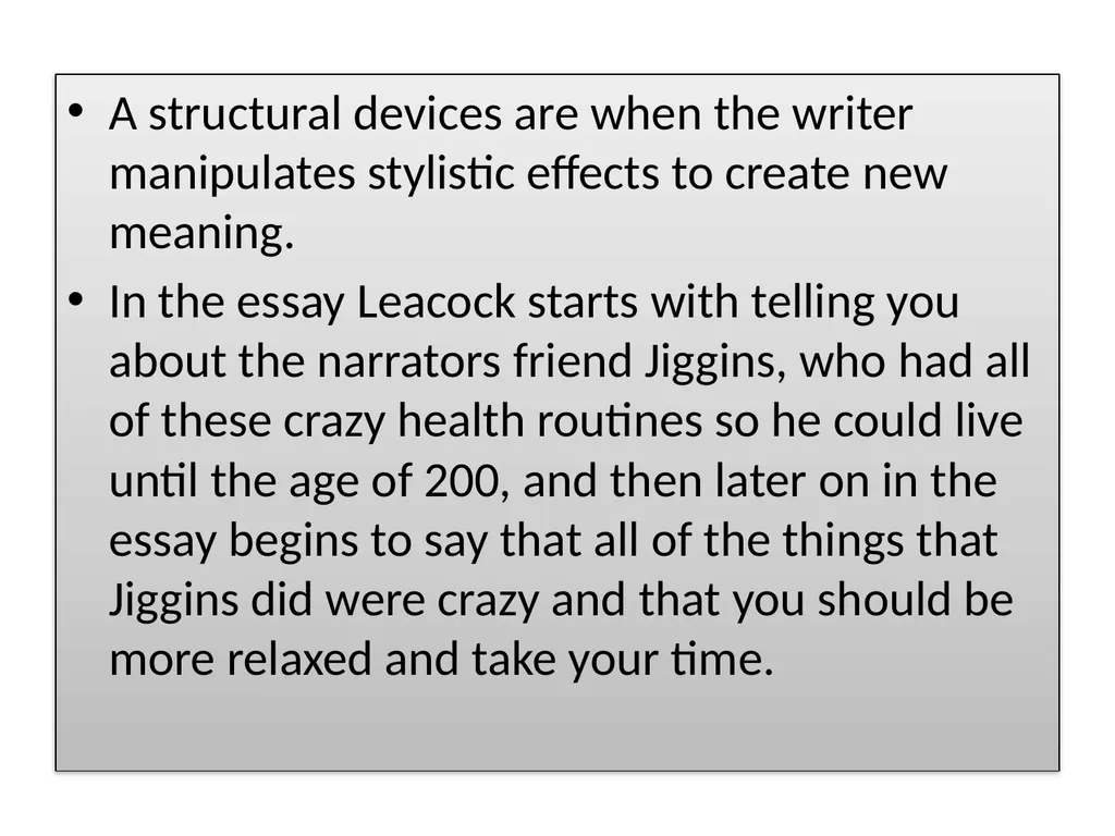How to Live to Be 200 BY STEPHEN LEACOCK Process - slide 11 of 16