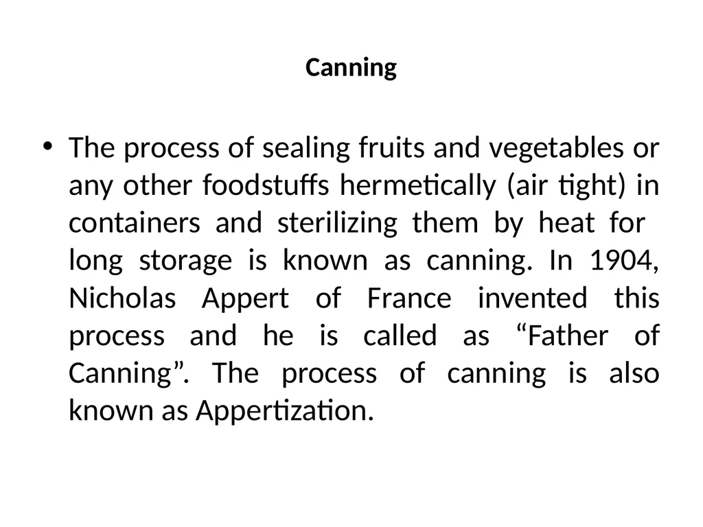 CANNING AND OTHER METHODS OF THERMAL PROCESSING - slide 2 of 8