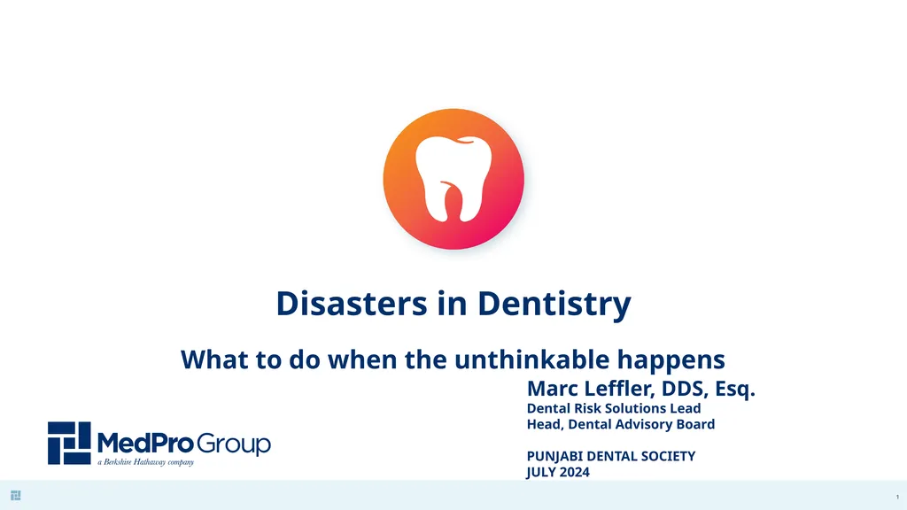 Disasters in Dentistry What to do when the - slide 1 of 48