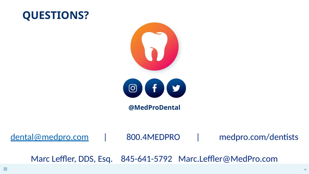 Disasters in Dentistry What to do when the - slide 40 of 48