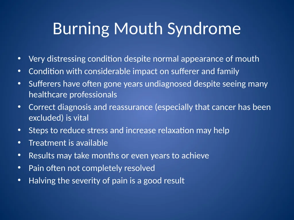 Burning Mouth Syndrome - a frequently unrecognised - slide 24 of 26