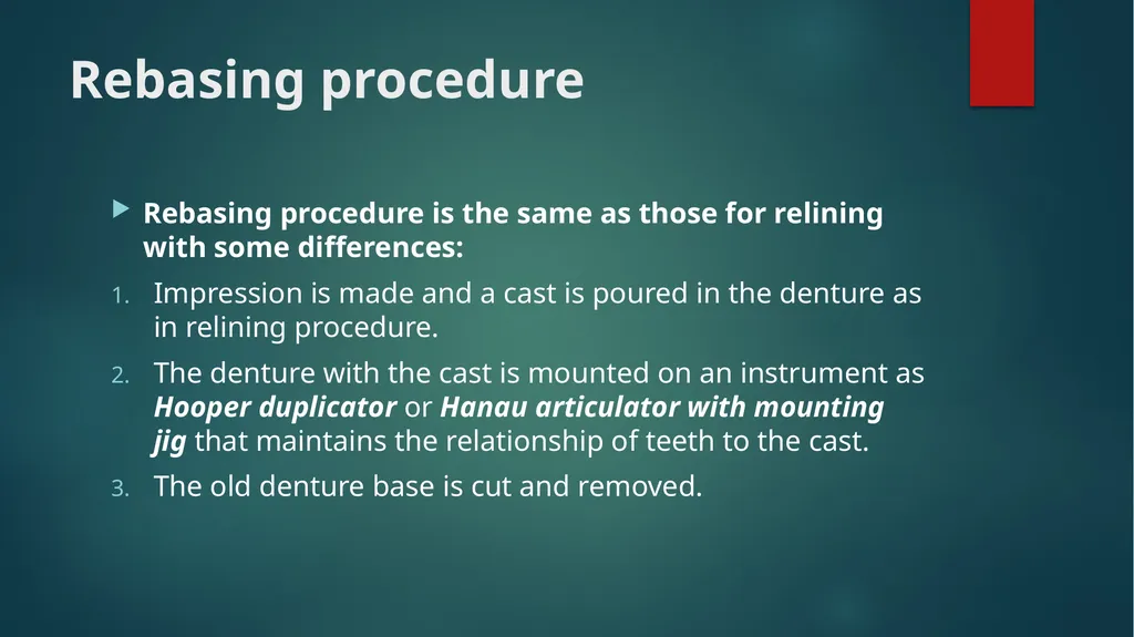 Relining and Rebasing: Relining: It is the - slide 19 of 21