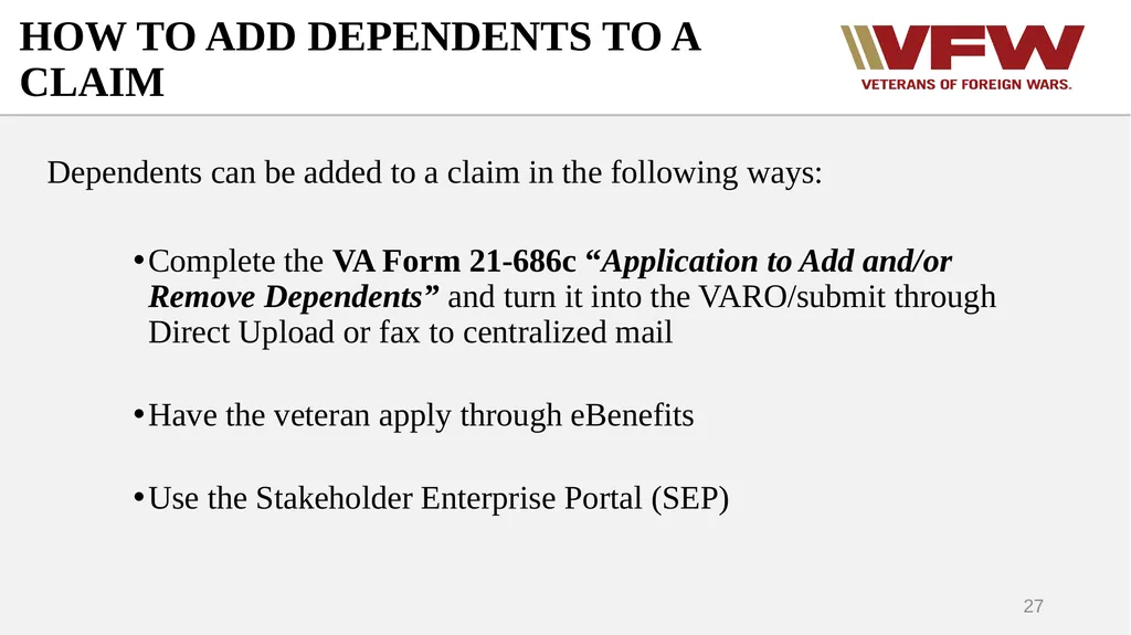 DEPENDENCY Why we add dependents Who can be - slide 27 of 35