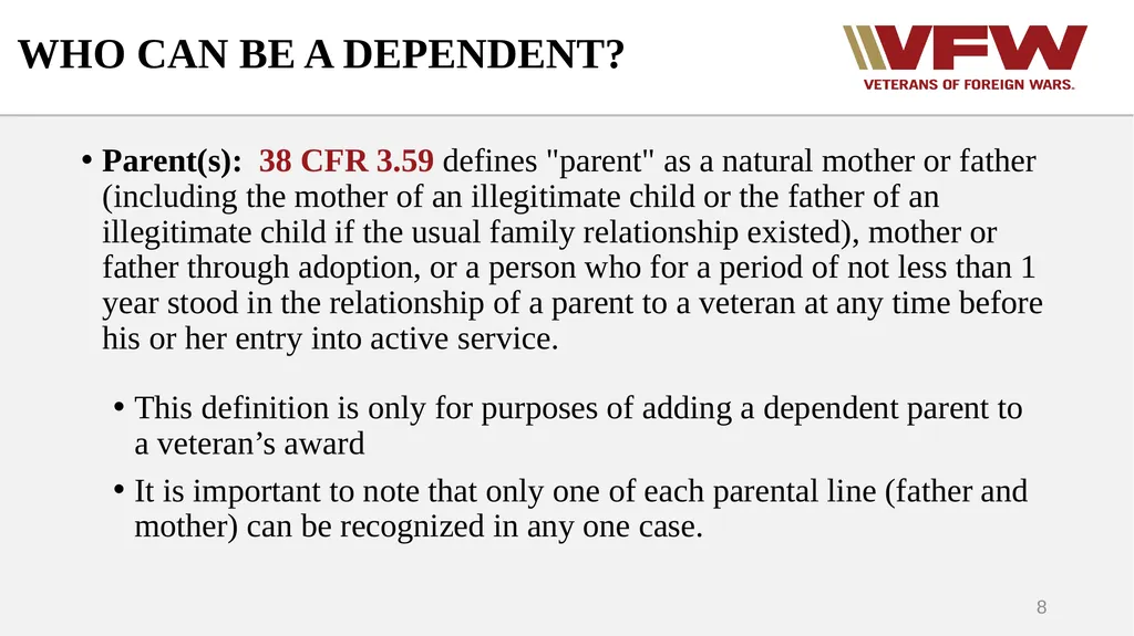 DEPENDENCY Why we add dependents Who can be - slide 8 of 35