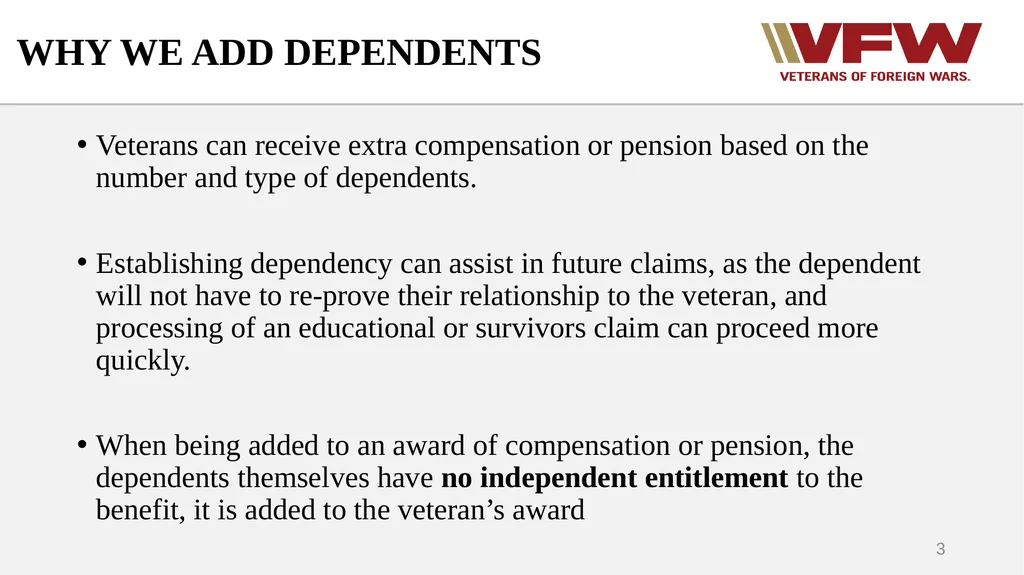DEPENDENCY Why we add dependents Who can be - slide 3 of 35