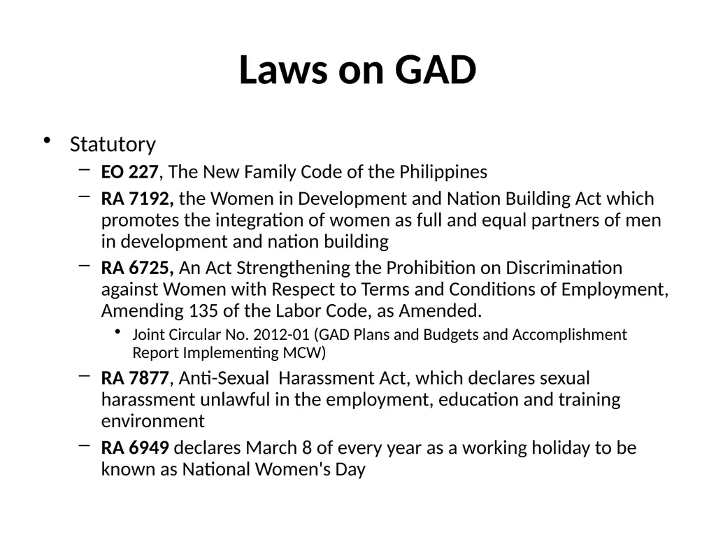 GAD LEGAL MANDATE Gender Sensitivity Training - slide 36 of 87