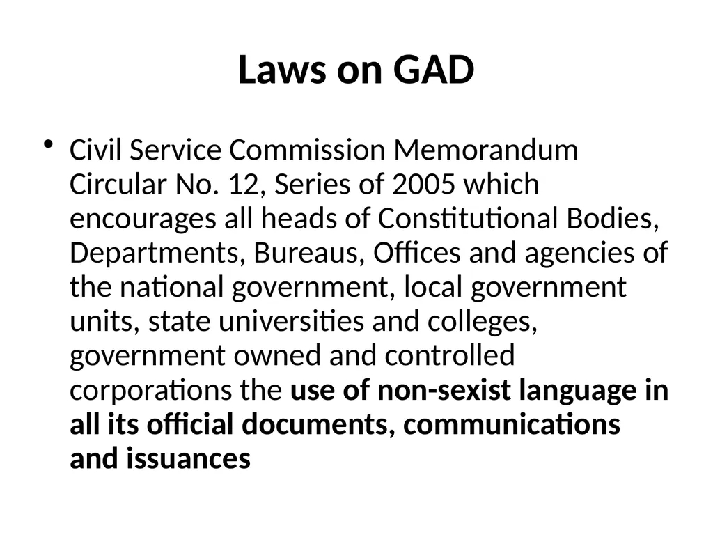GAD LEGAL MANDATE Gender Sensitivity Training - slide 76 of 87
