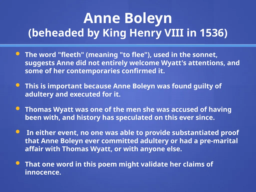 “Whoso List to Hunt” Page 215 Sir Thomas Wyatt Sir - slide 6 of 12