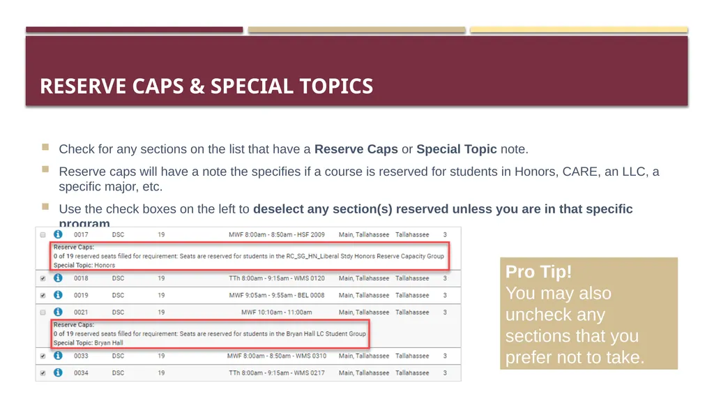Schedule Assistant Course Registration Tips - slide 12 of 18