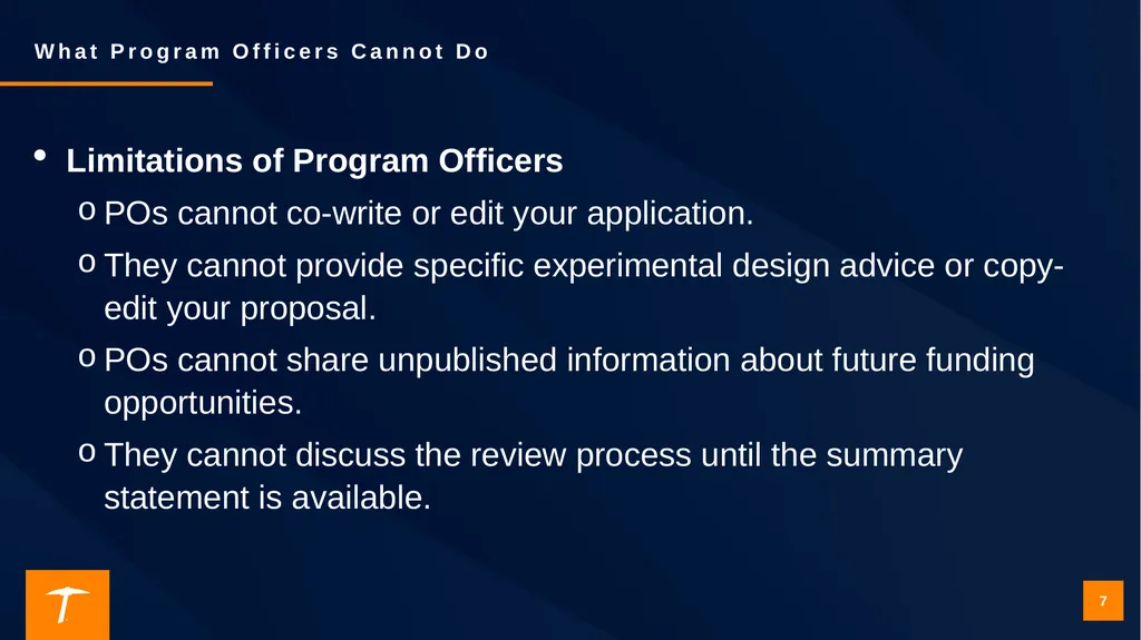 Contacting a Program Officer: Best Practices for - slide 7 of 19