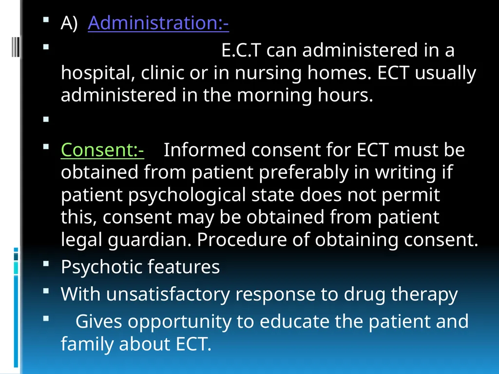 ElECTROCONVULSIVE THERAPY (E.C.T) INTRODUCTION:- - slide 13 of 32