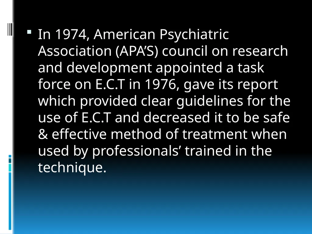ElECTROCONVULSIVE THERAPY (E.C.T) INTRODUCTION:- - slide 6 of 32