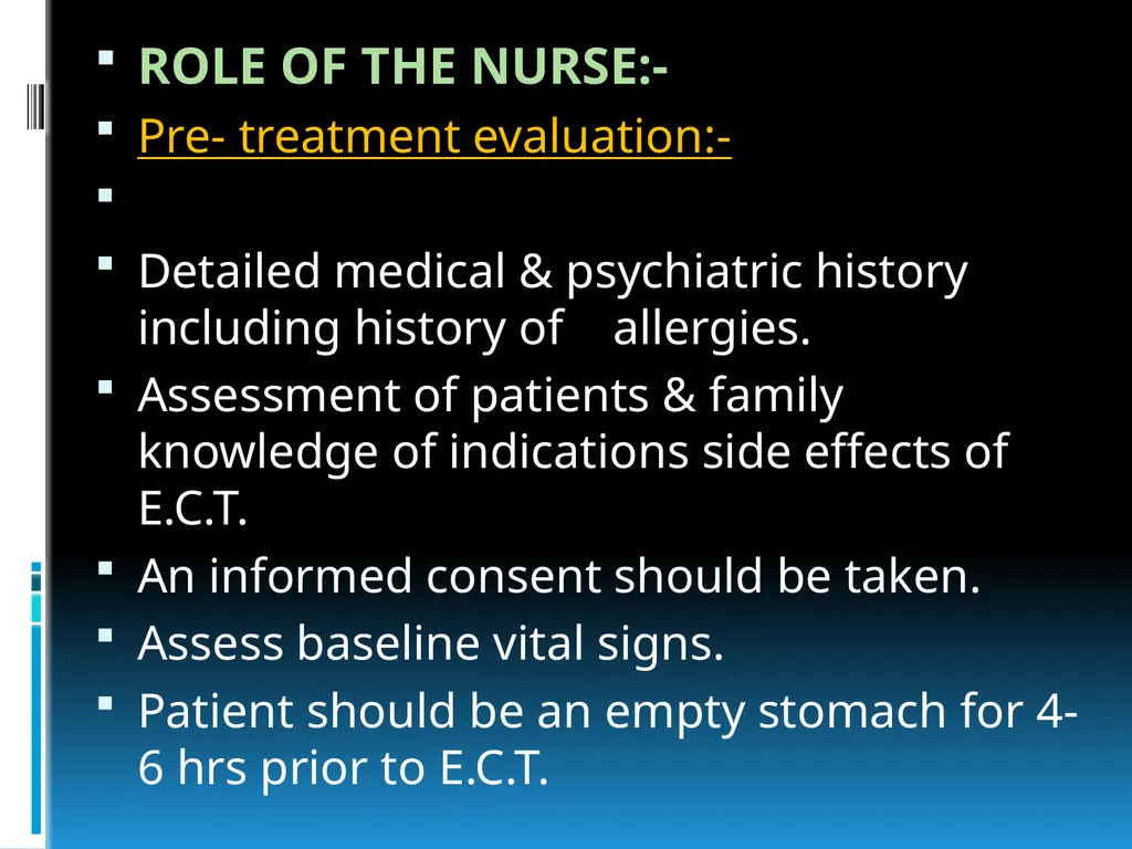 ElECTROCONVULSIVE THERAPY (E.C.T) INTRODUCTION:- - slide 27 of 32